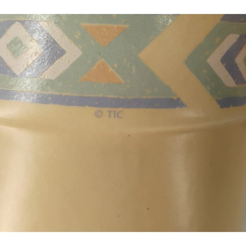Vintage Treasure Craft Peach Southwestern Aztec Cookie‎ Jar Canister Sugar USA